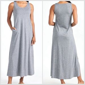 Free Fly NEW cotton & bamboo gray midi sleeveless shift dress POCKETS sz Small